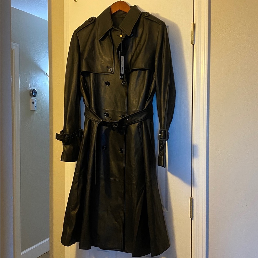 KOBI HALPERIN BNWT Ezra 100% Lamb Leather black trench coat size M